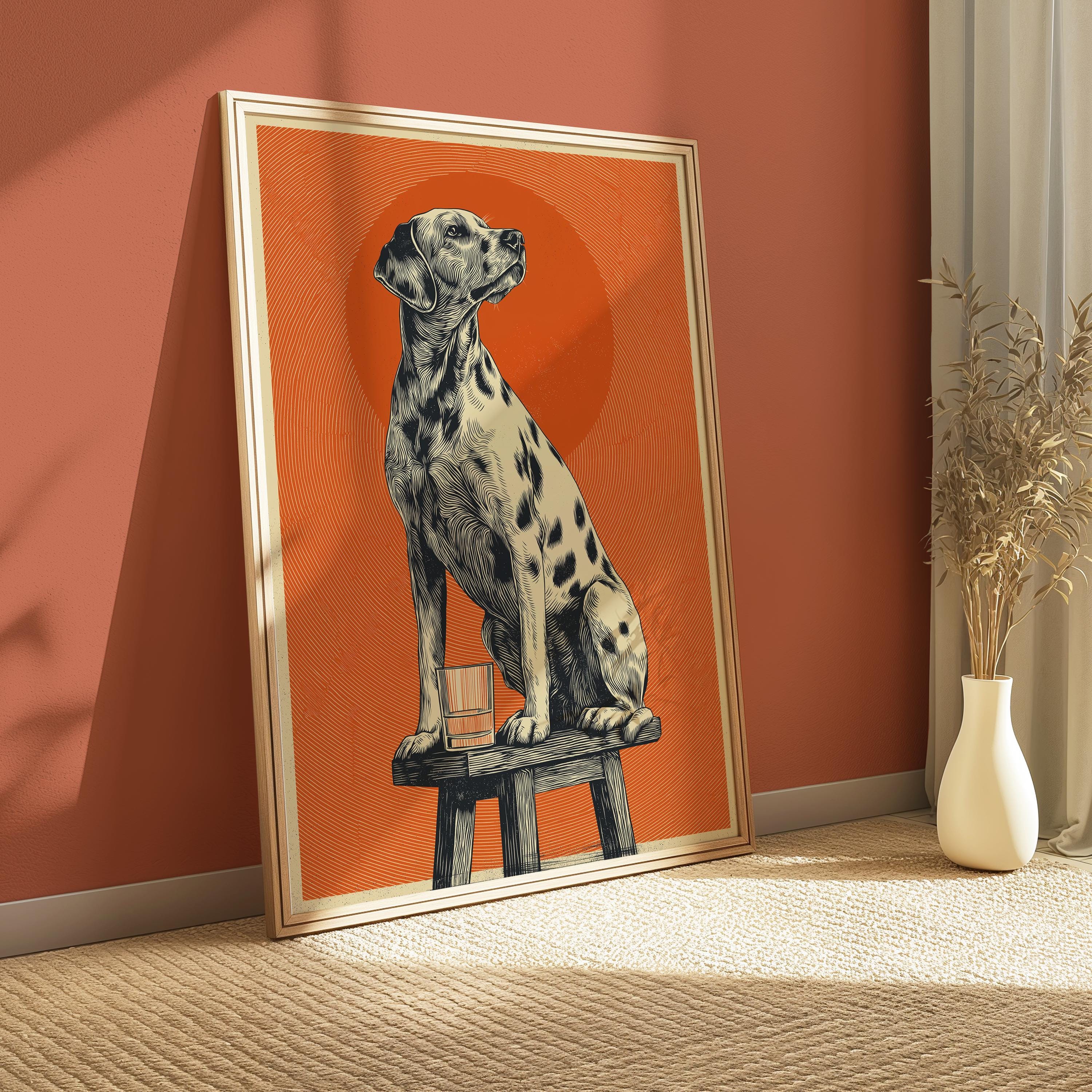 Dalmatian Dog Wall Art – Vintage Dog Print | Whiskey Bar Decor & Rustic Style