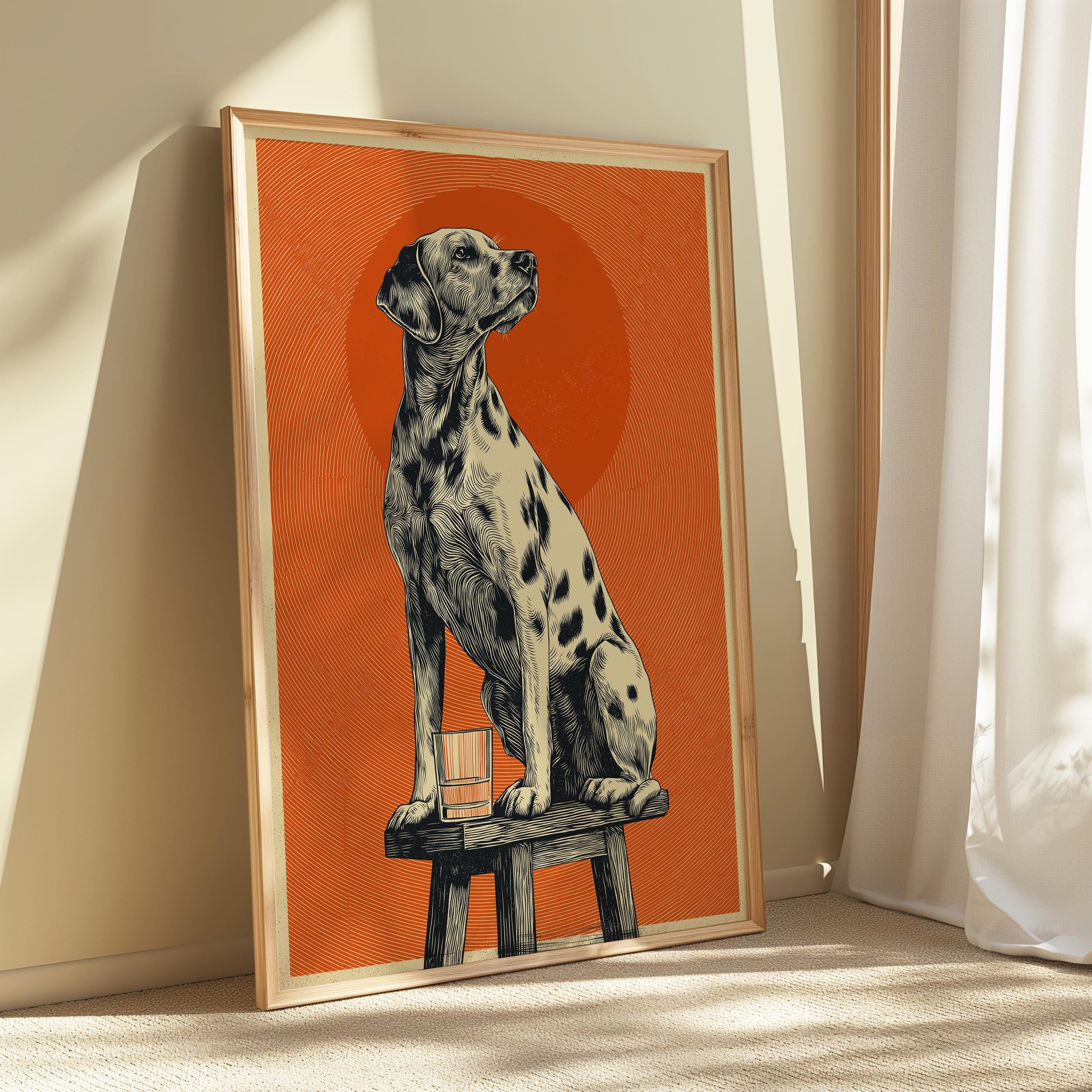 Dalmatian Dog Wall Art – Vintage Dog Print | Whiskey Bar Decor & Rustic Style