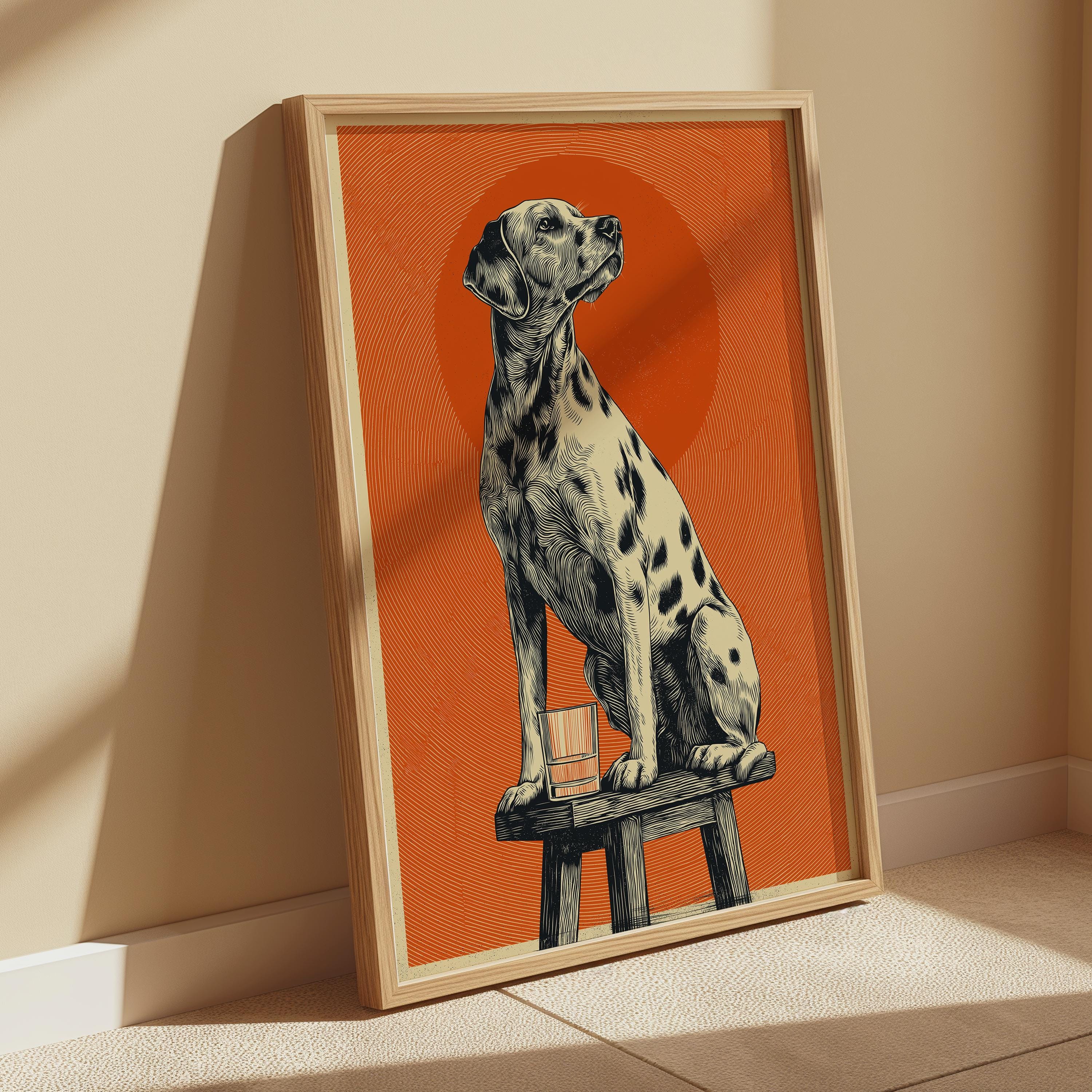 Dalmatian Dog Wall Art – Vintage Dog Print | Whiskey Bar Decor & Rustic Style