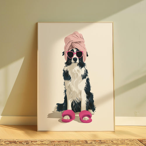 Australian Shepherd Print - Minimalist Dog Wall Art | Funny Bathroom Decor